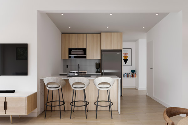 Modular single level home British Columbia — living room