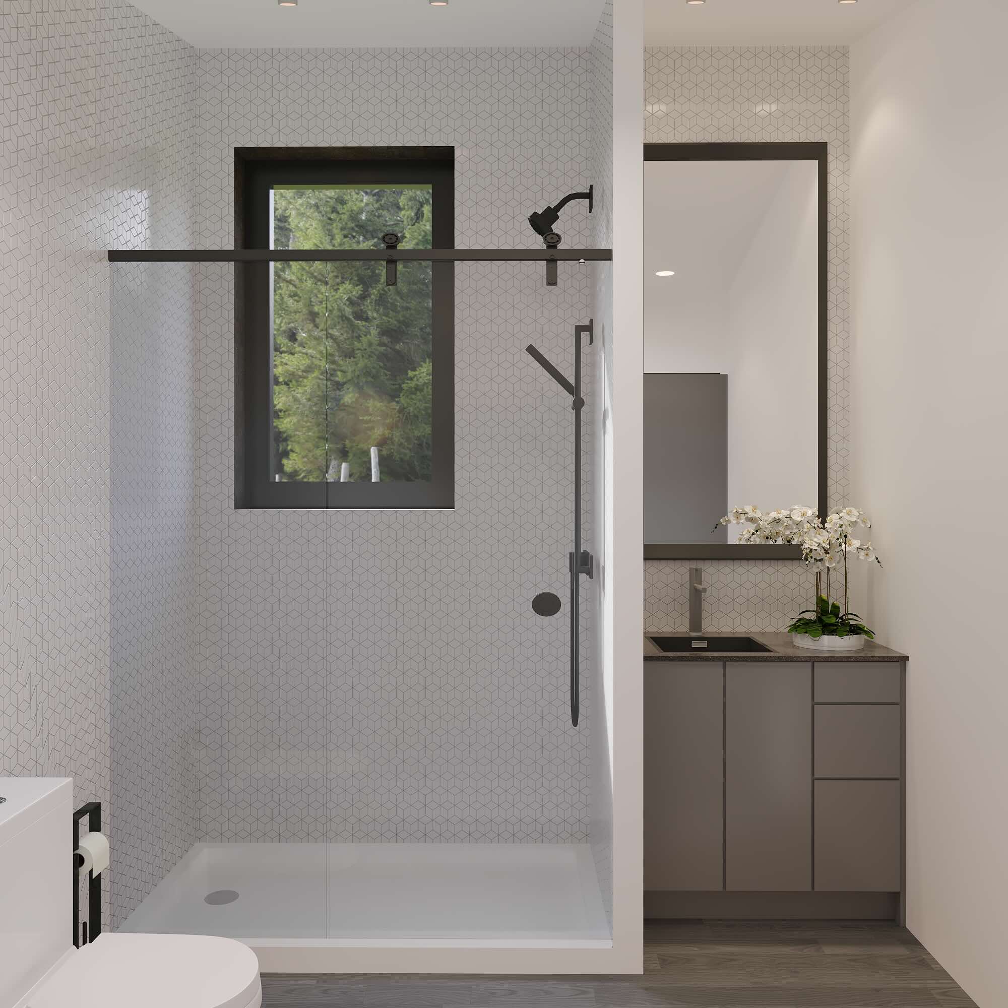 Custom coastal modular home Vancouver Island — bathroom 2