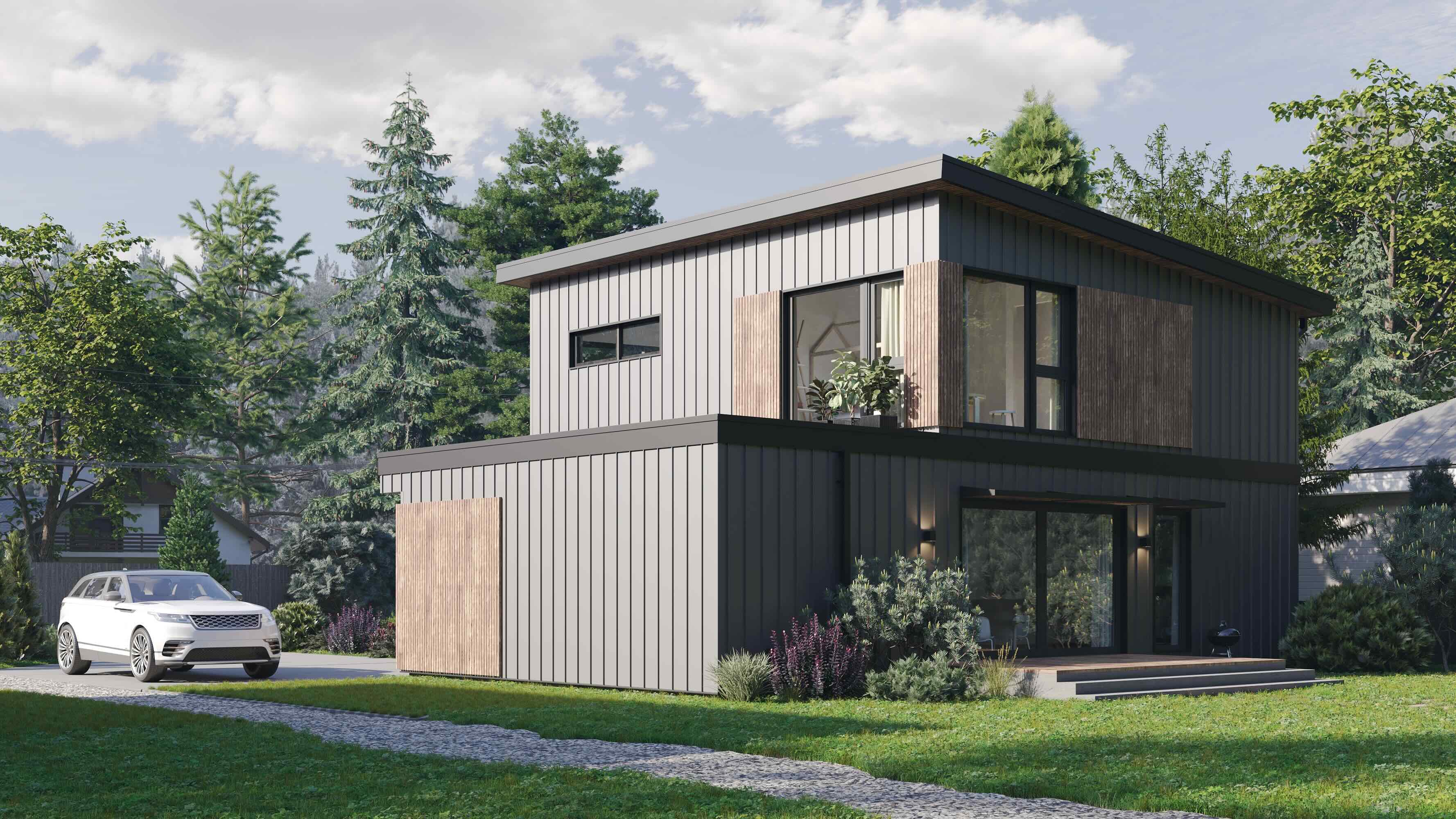 Two storey custom modular British Columbia — exterior view 3