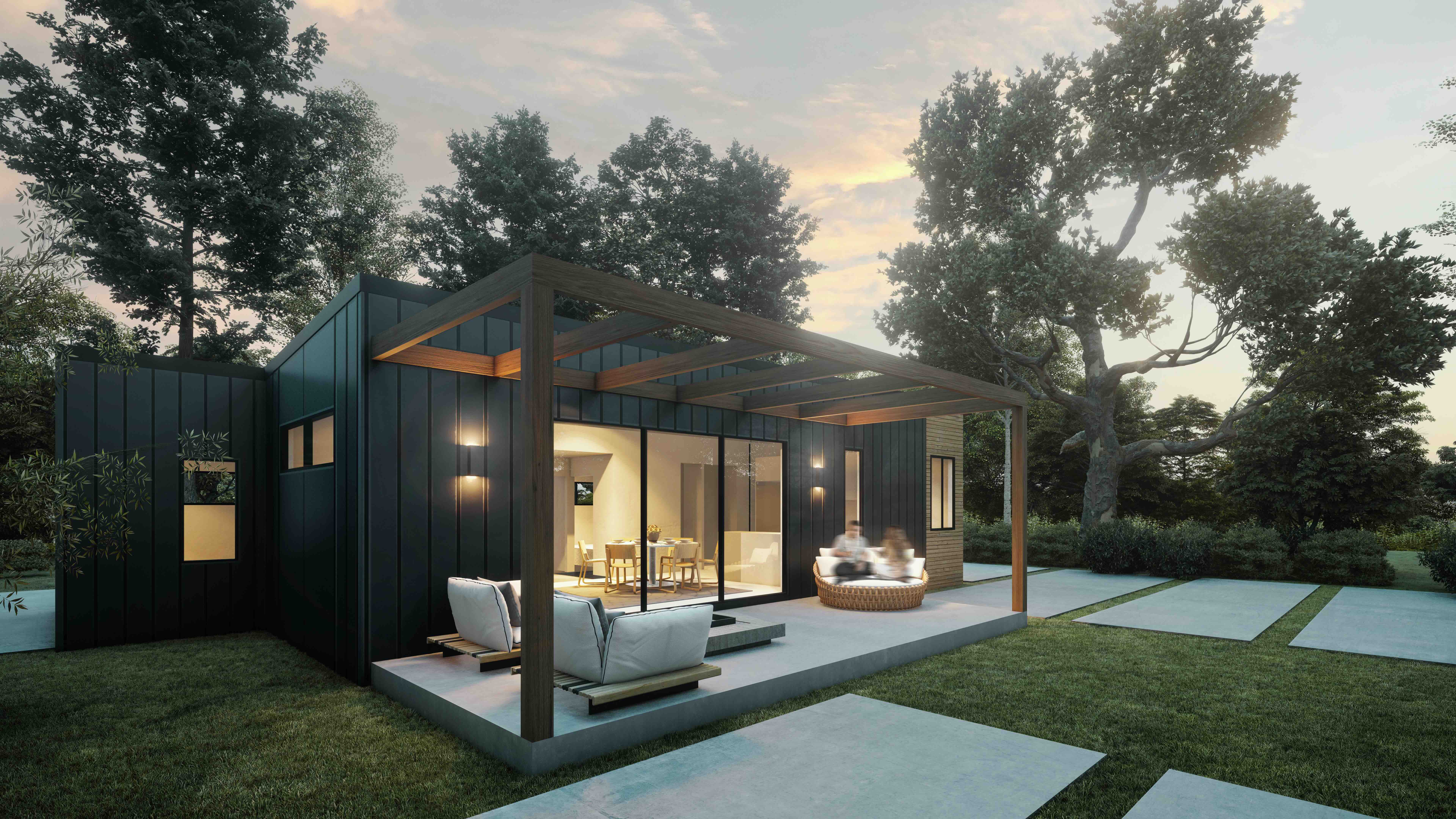 Modern prefab home Vancouver Island — exterior view 3