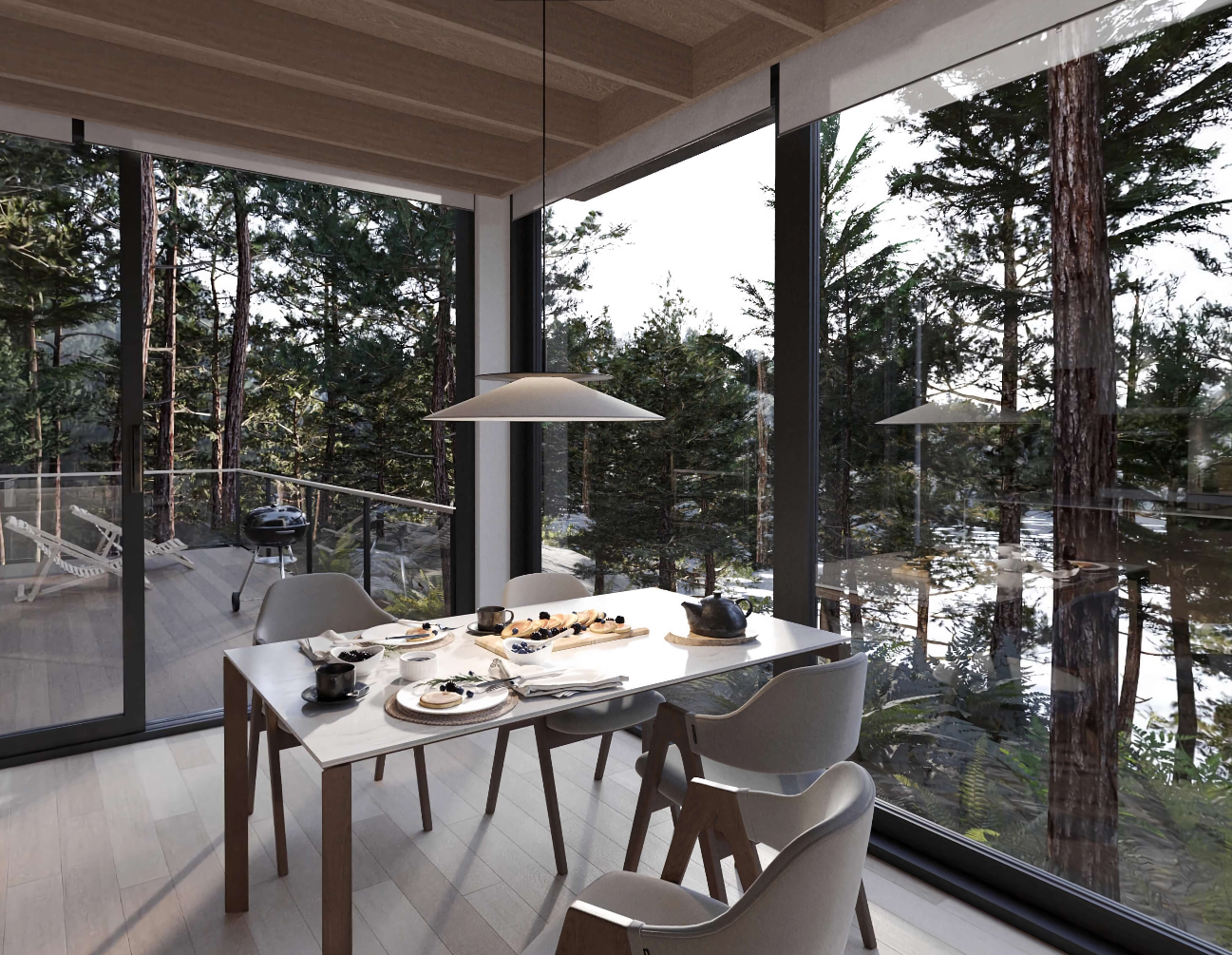 Whaletown Cortez Island custom modular home — dining room 1