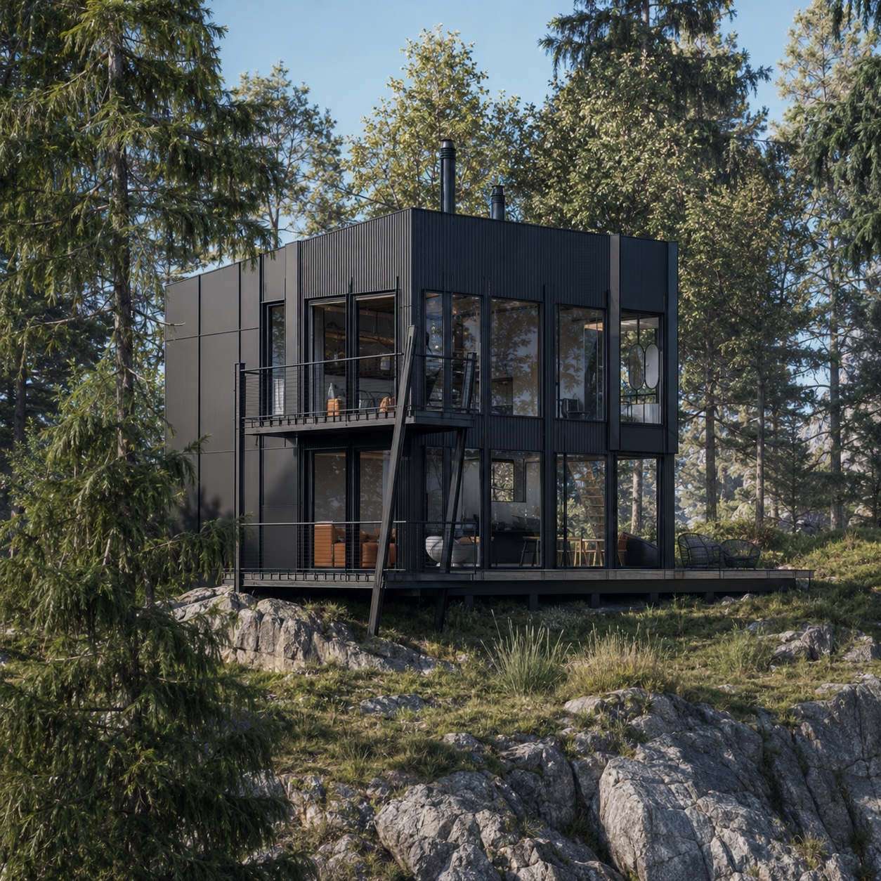 Whaletown Cortez Island custom modular home — exterior view 1